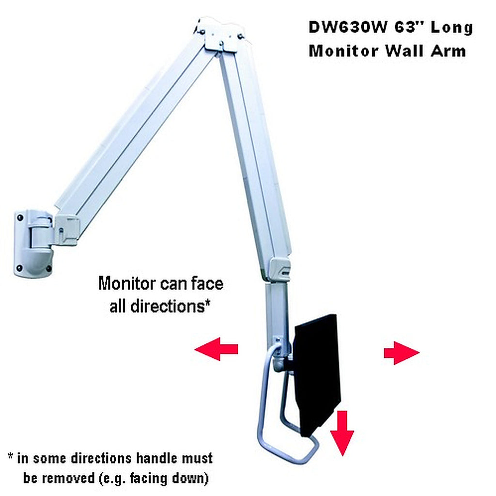 DW630W  Extra Long Reach Wall Monitor Arm  Over the Bed 63 inch long